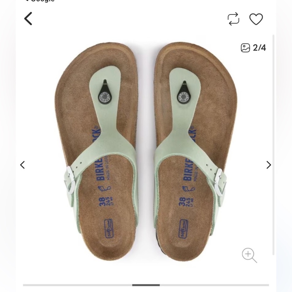 Birkenstock Women's Gizeh Mint Green Thong Sandal - Picture 2 of 8